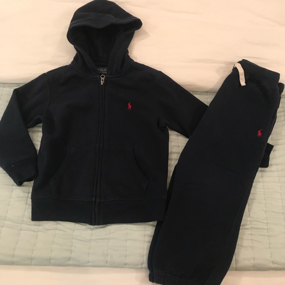 Boys Polo navy sweatsuit set size 4/4T